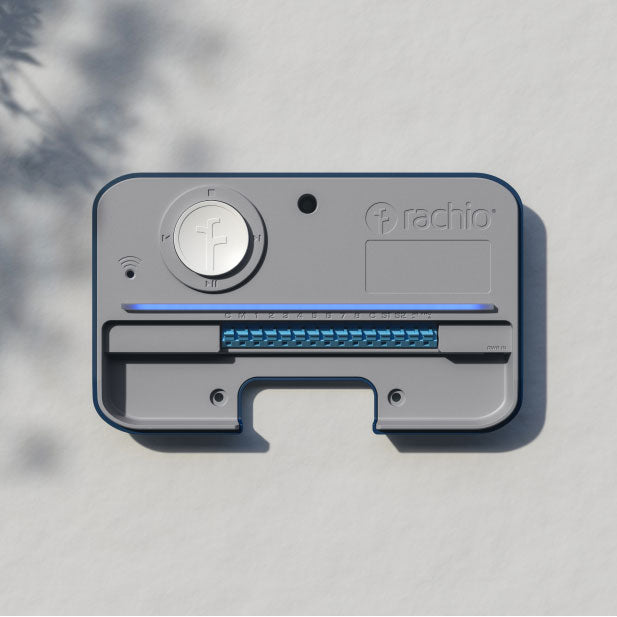 Rachio Smart Sprinkler Controller without cover, showing sprinkler wire terminals.